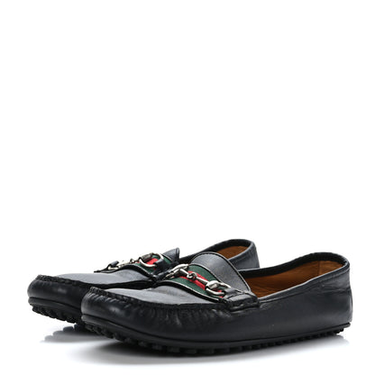 Gucci Miro Soft Calfskin Web Mens Horsebit Driver Loafers 7 Black 3 of 9