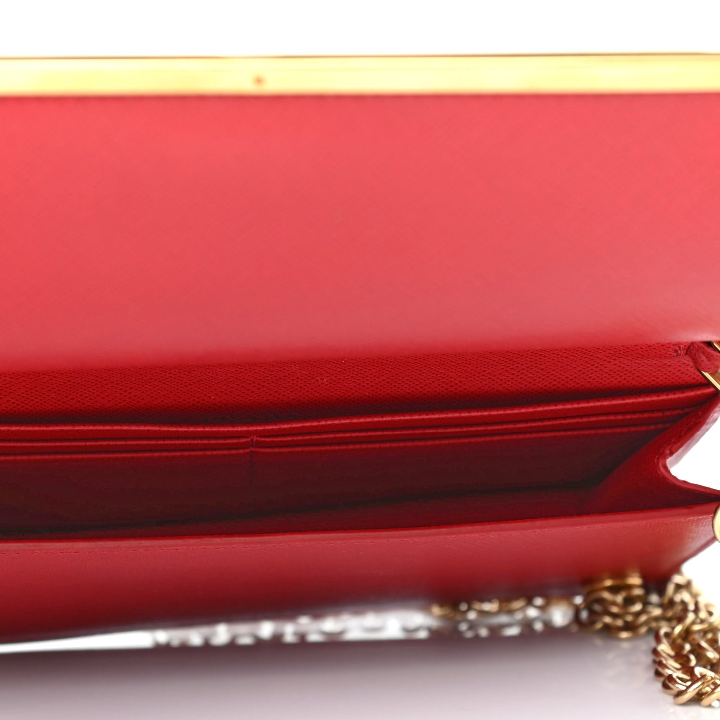 Saffiano Cahier Chain Wallet Fuoco
