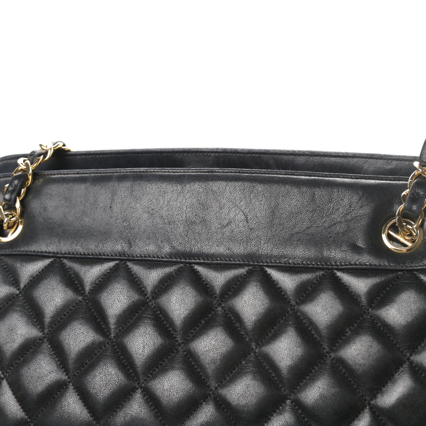 Lambskin Quilted Shopping Tote Black