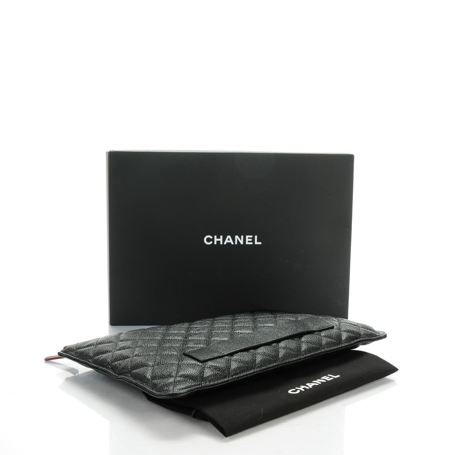 Chanel Caviar Quilted Large Slide Pouch Black 4 of 7