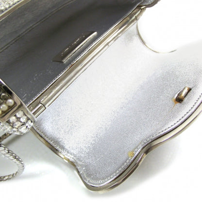 Judith Leiber Swarovski Crystal Pearl Minaudiere Clutch Silver 8 of 8