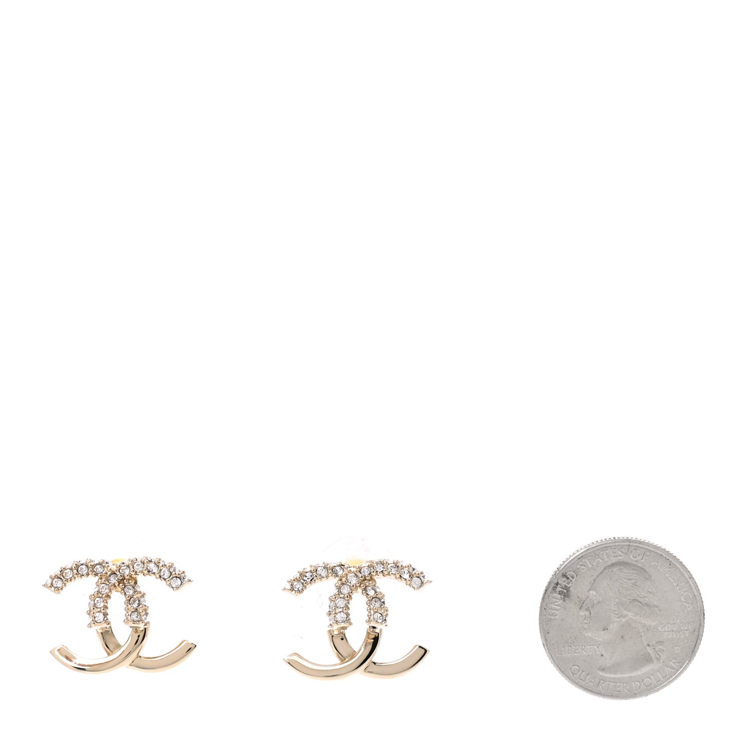 Metal Crystal Bead CC Earrings Gold