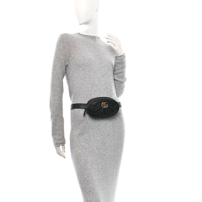 Gucci Calfskin Matelasse GG Marmont Belt Bag 85 34 Black 2 of 11