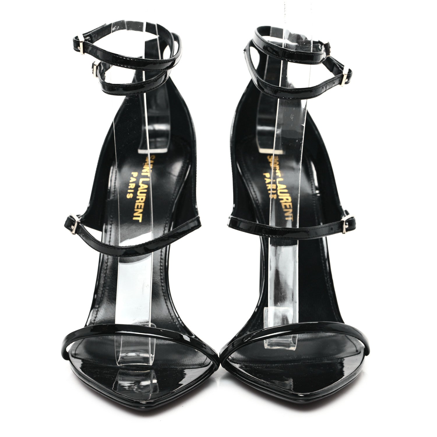 Saint Laurent Patent Calfskin Dita 110 Sandals 38 Black 3 of 10