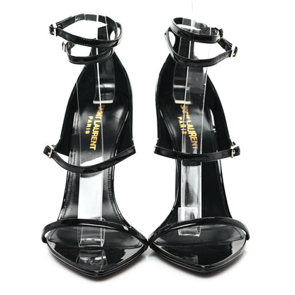 Saint Laurent Patent Calfskin Dita 110 Sandals 38 Black 3 of 10