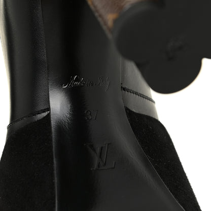 Louis Vuitton Suede Calfskin Monogram Podium Platform Thigh Boots 37 Black 12 of 13