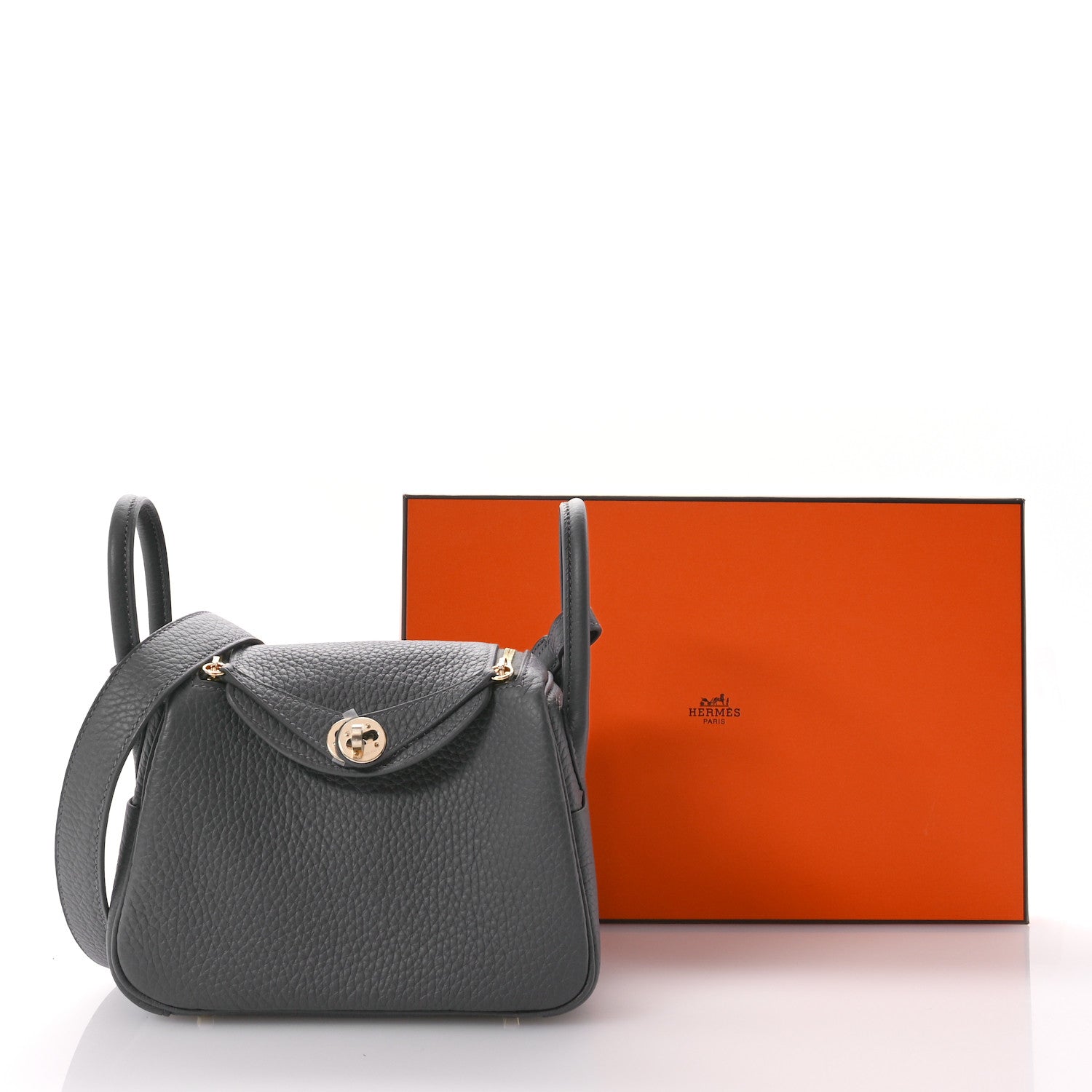 Hermes Taurillon Clemence Mini Lindy 20 Ardoise 11 of 11
