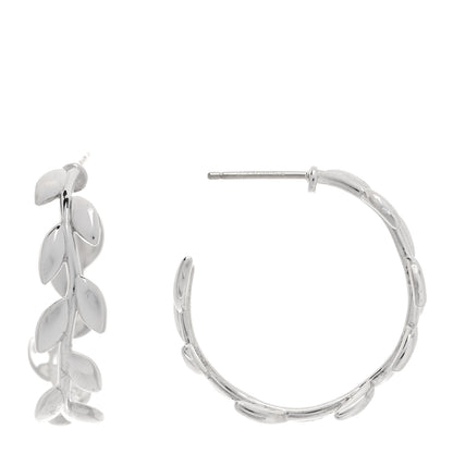 Tiffany Sterling Silver Paloma Picasso Olive Leaf Hoop Earrings 1 of 4