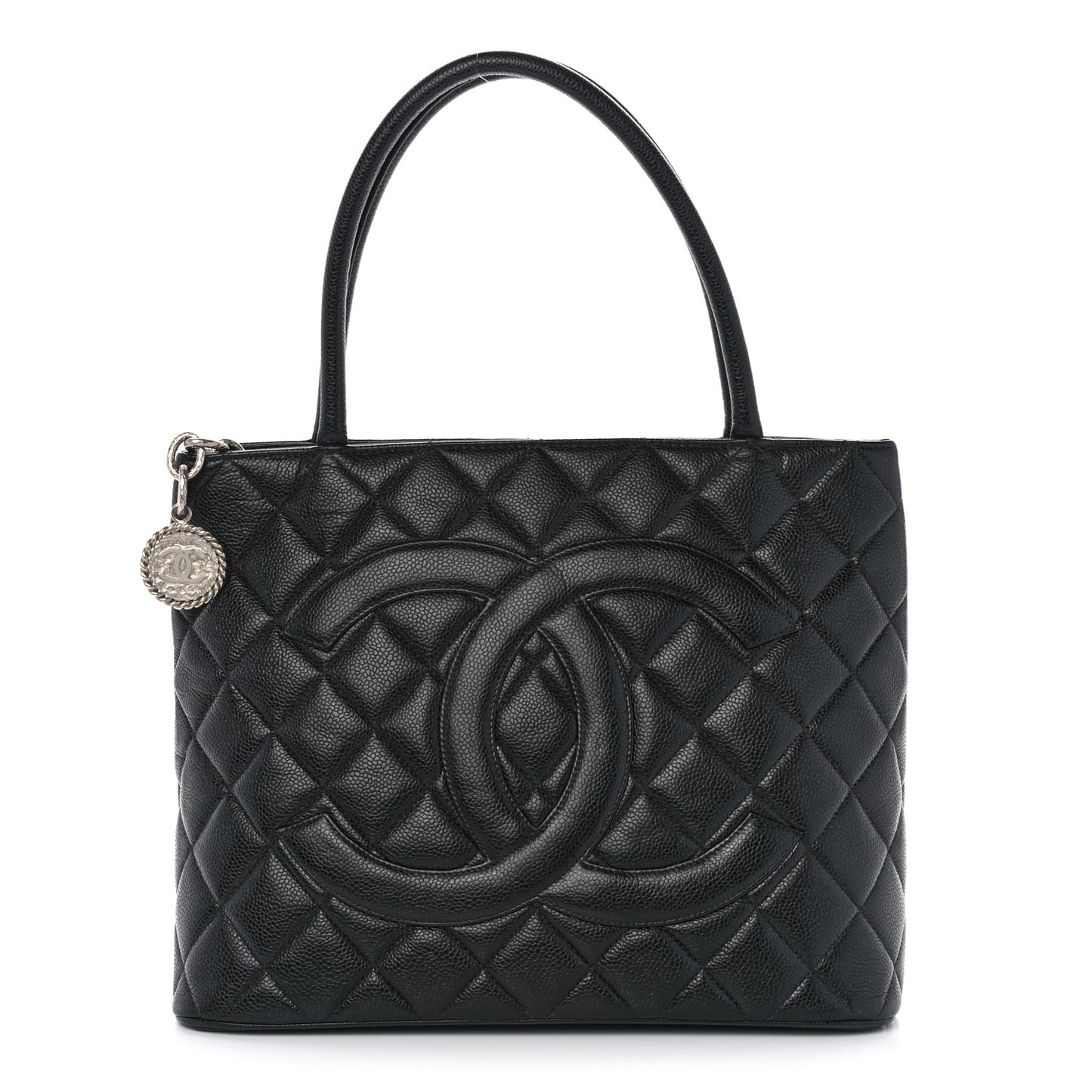 Caviar Quilted Medallion Tote Black