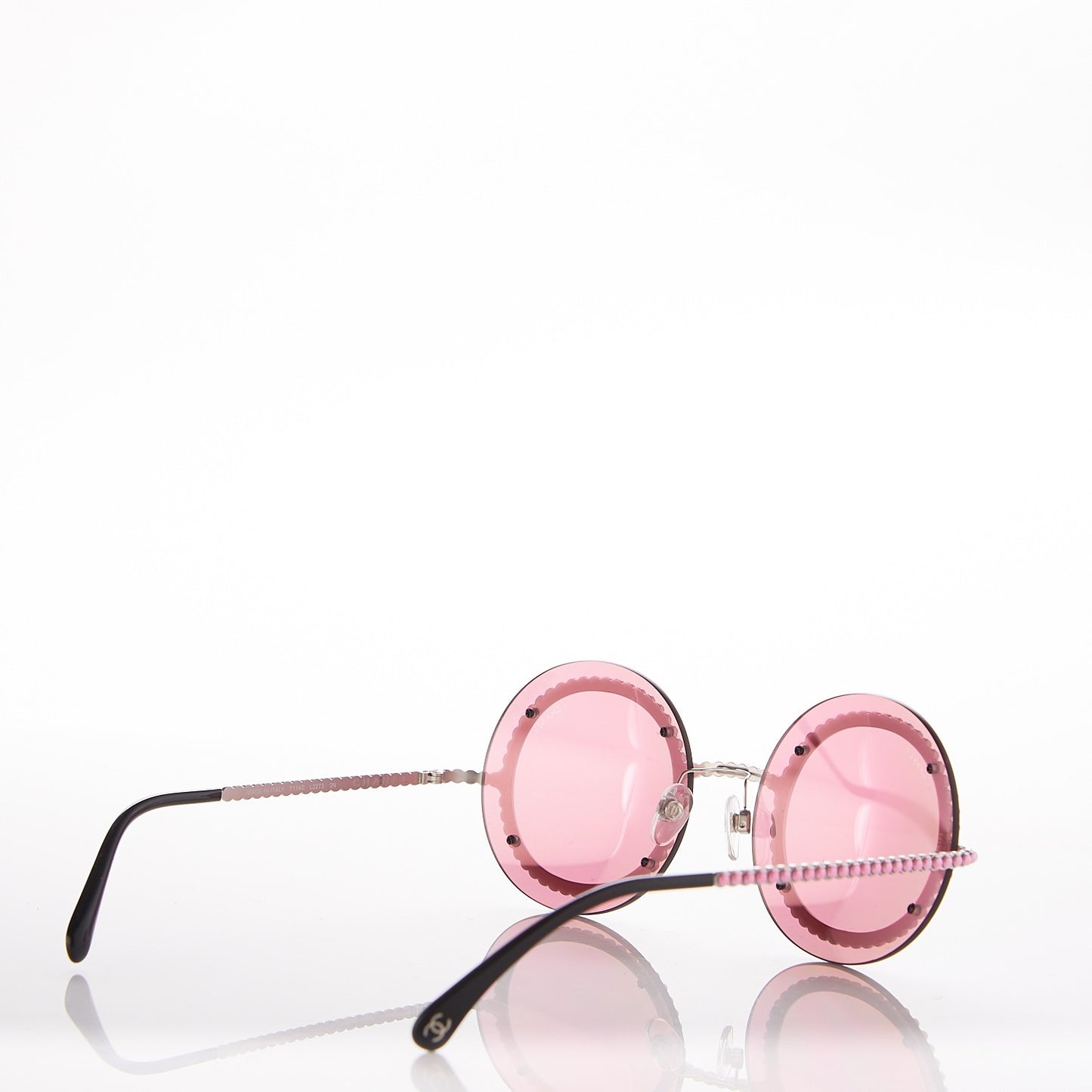 Metallic Pearl Round Sunglasses 71140 Pink