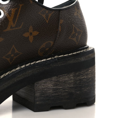 Louis Vuitton Monogram Calfskin Beaubourg Platform Derby Shoes 37 Brown 9 of 12