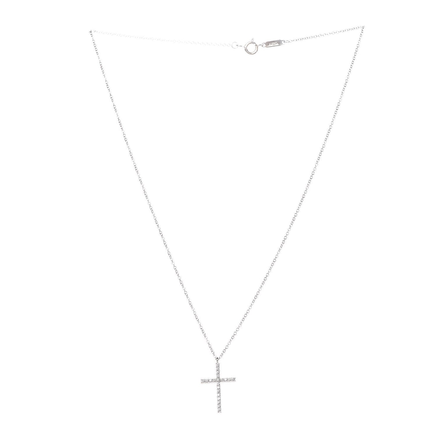 18K White Gold Diamond Medium Cross Pendant Necklace