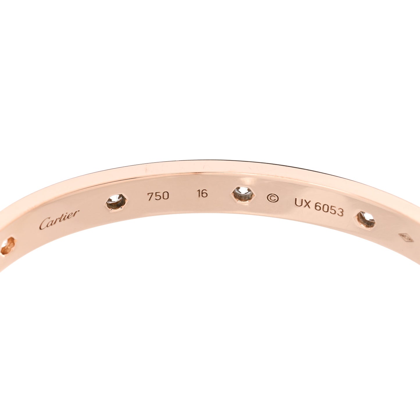 18K Pink Gold 10 Diamond LOVE Bracelet 16