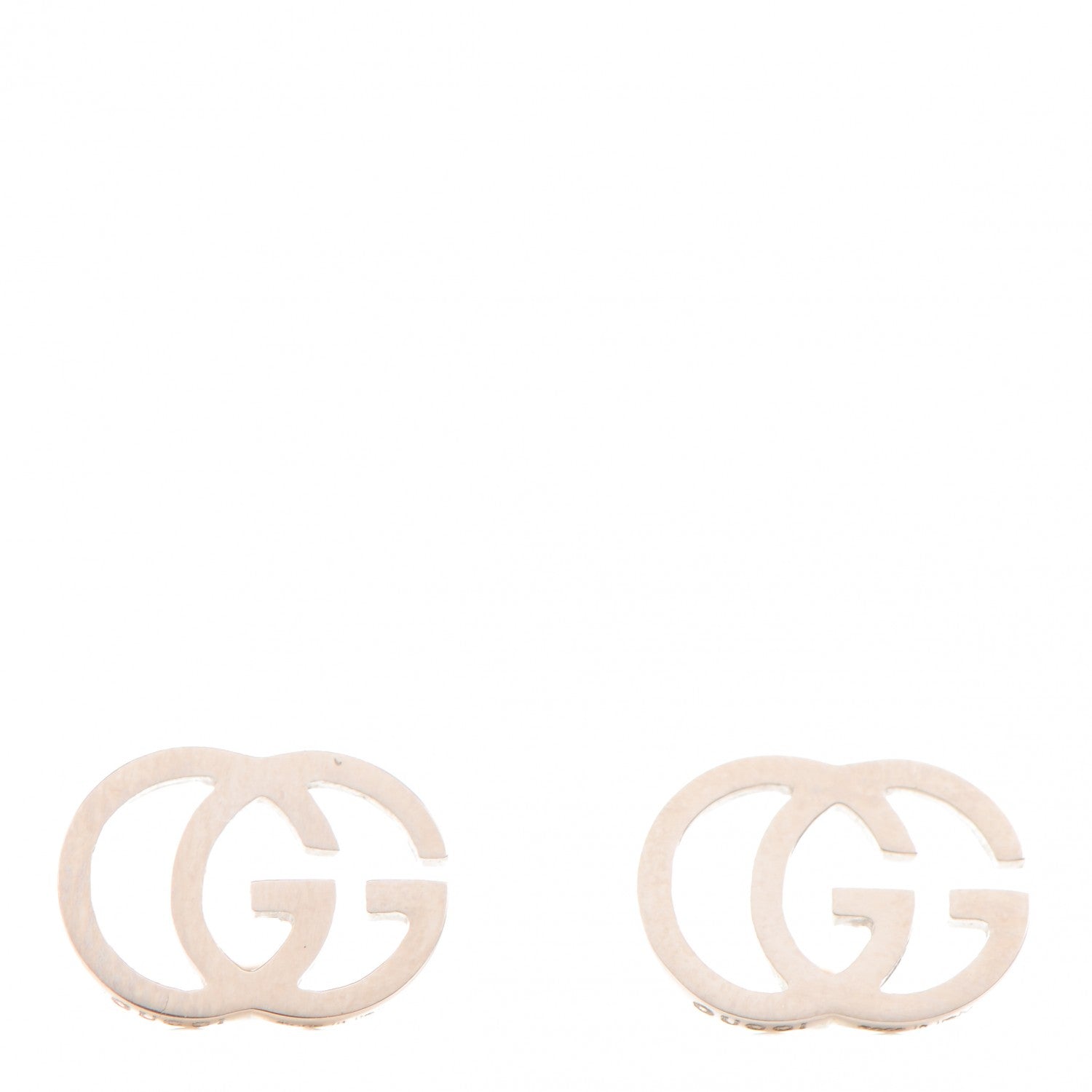 Gucci 18K White Gold GG Tissue Stud Earrings 1 of 7