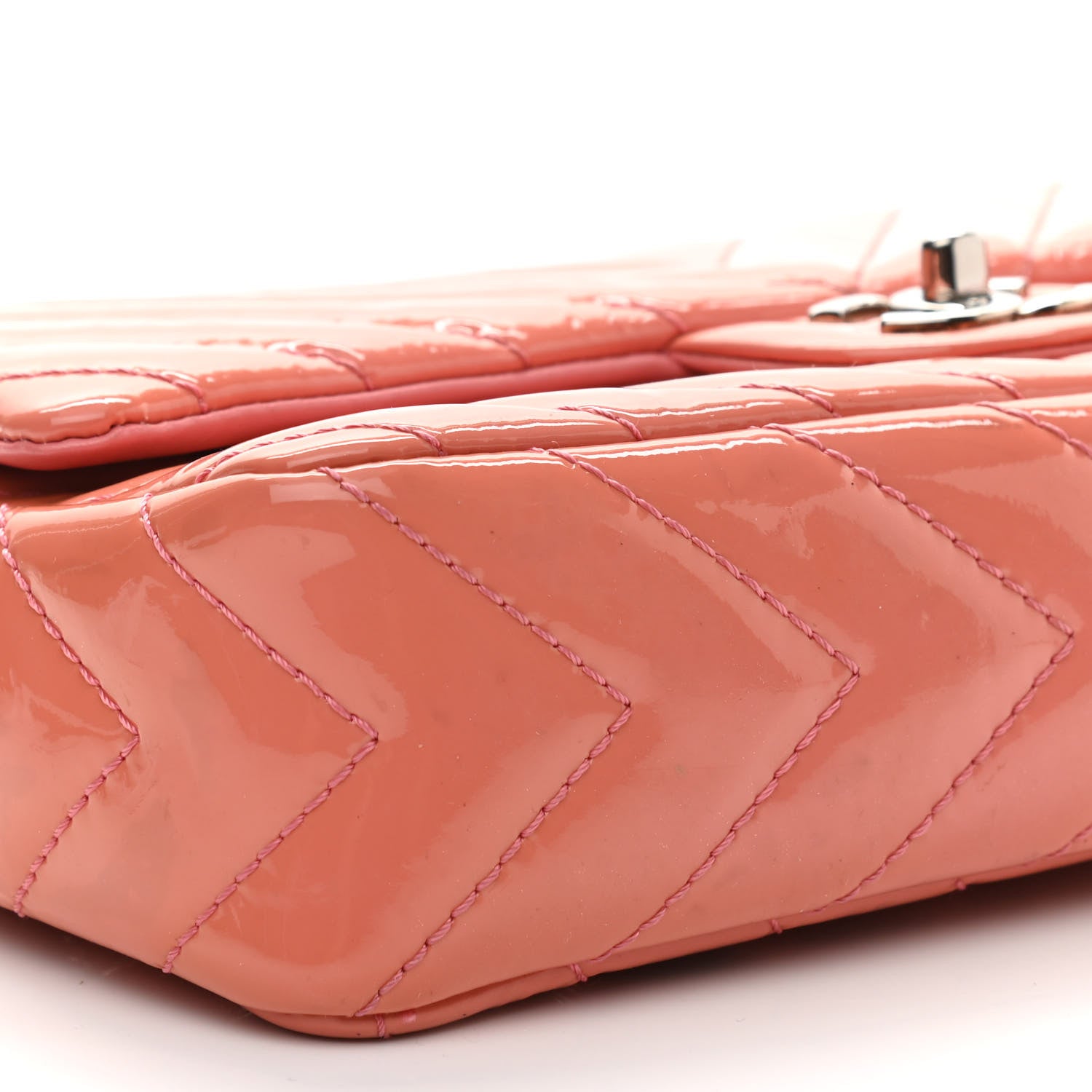 Chanel Patent Chevron Quilted Medium Single Flap Pink 9 of 15
