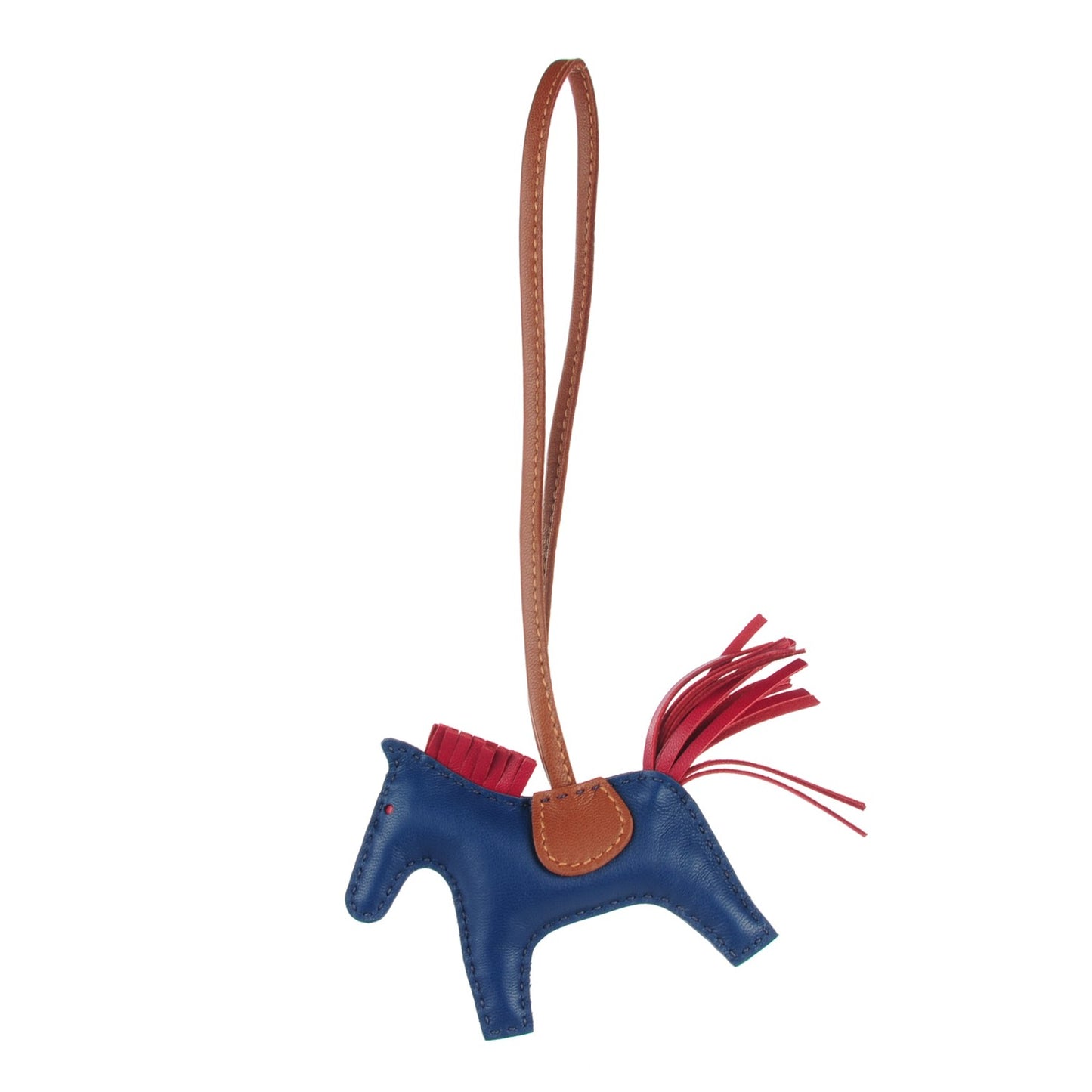 Milo Lambskin Grigri Rodeo Horse Bag Charm PM Bleu de Malte Rubis Fauve