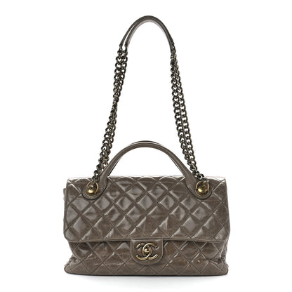 Chanel Glazed Calfskin Castle Rock Medium Flap Dark Beige 1 of 14