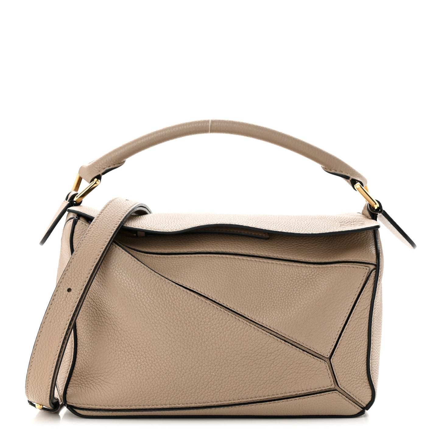 Grained Calfskin Small Puzzle Bag Sand