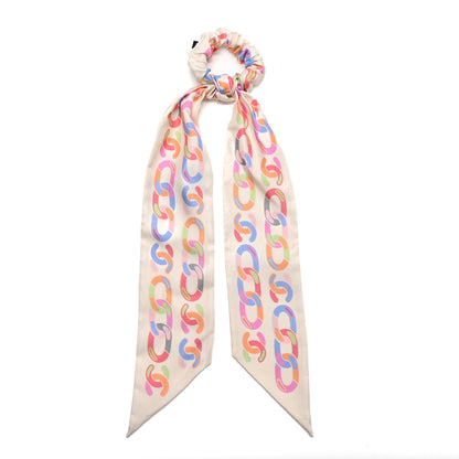 Chanel Silk CC Scrunchie and Scarf Hair Tie Set White Multicolor 1 of 3