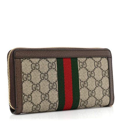 Gucci GG Supreme Monogram Web Ophidia Zip Around Wallet Brown 3 of 11