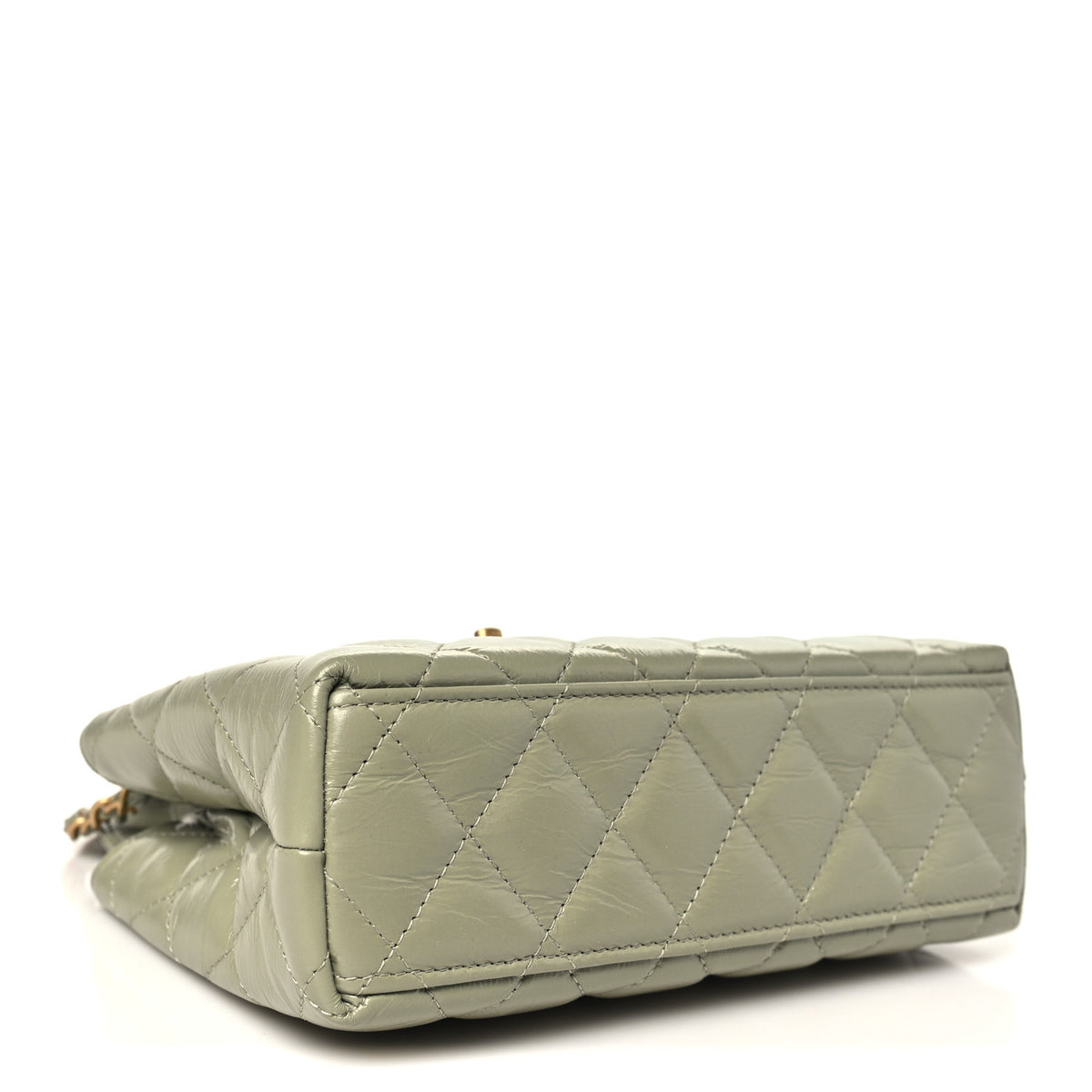 Chanel Shiny Aged Calfskin Quilted Nano Kelly Shopper Khaki 4 of 10