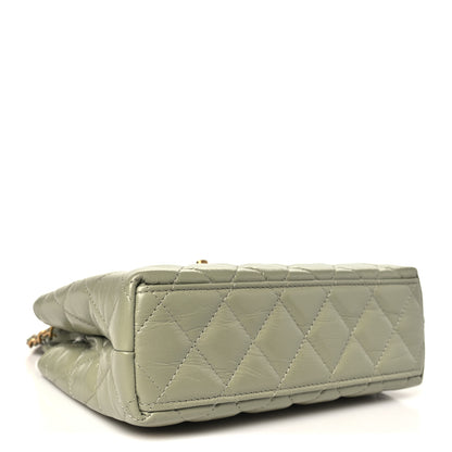 Chanel Shiny Aged Calfskin Quilted Nano Kelly Shopper Khaki 4 of 10