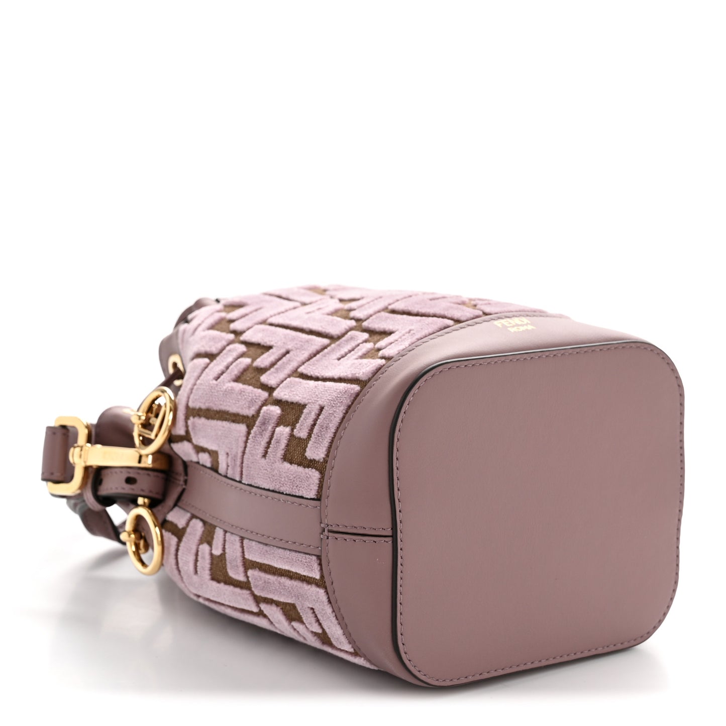Vitello Grace Velluto FF Mini Mon Tresor Bucket Bag Dusty Mauve