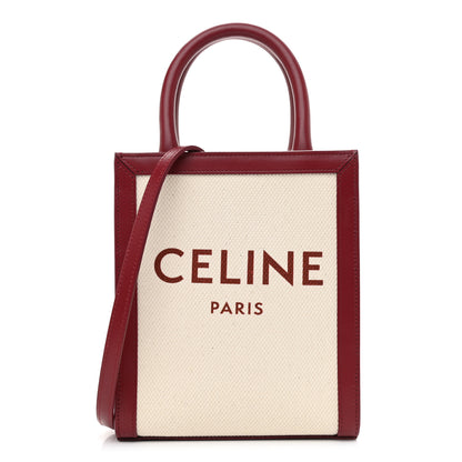 Celine Canvas Calfskin Mini Vertical Cabas Natural Carmin 1 of 8