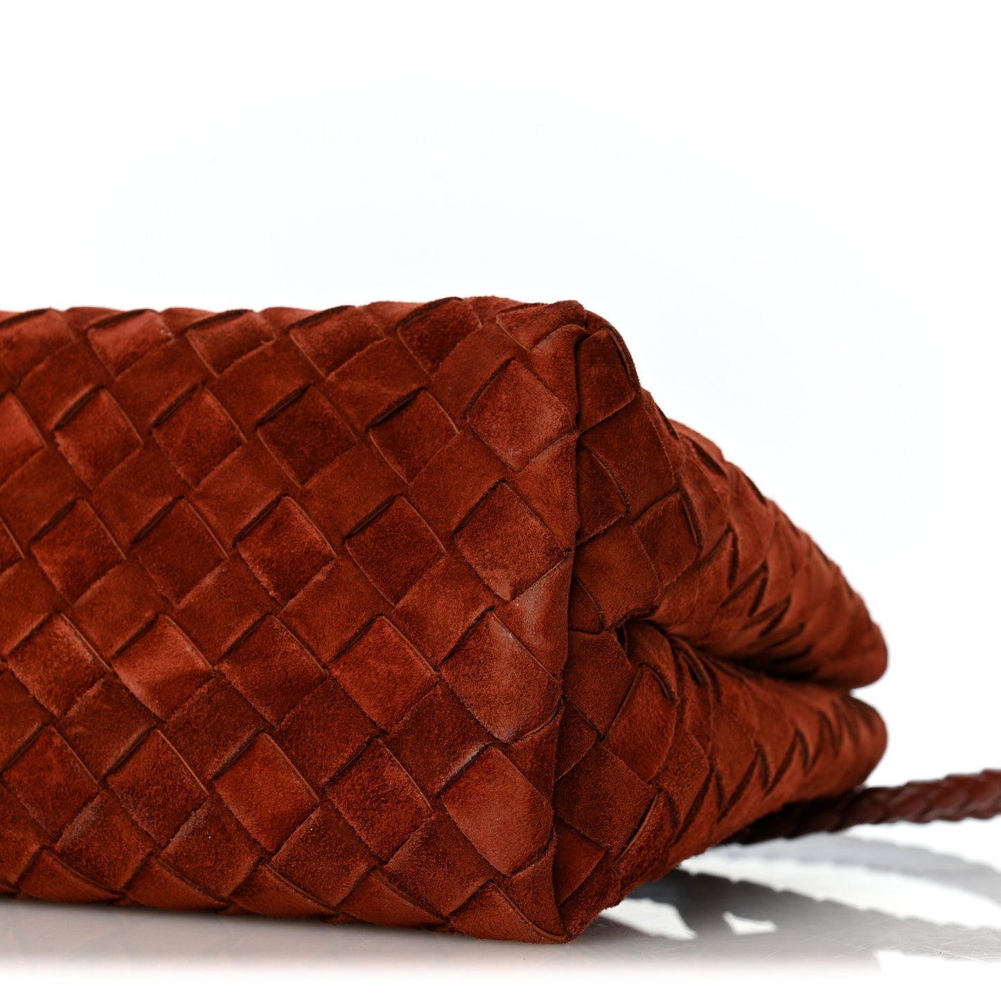 Suede Intrecciato Small Andiamo Shoulder Bag Rust
