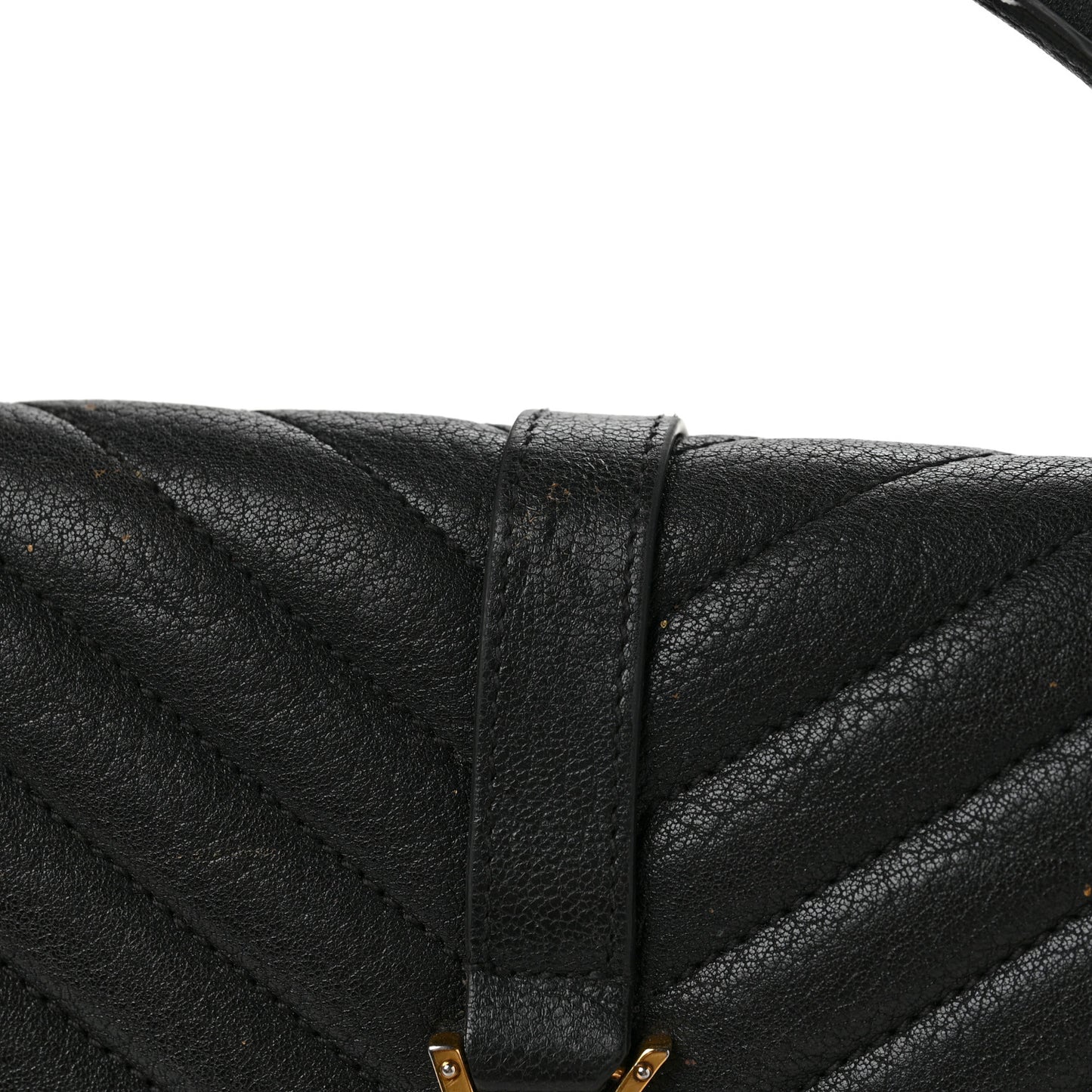 Sheepskin Matelasse Chevron Monogram Medium College Bag Black