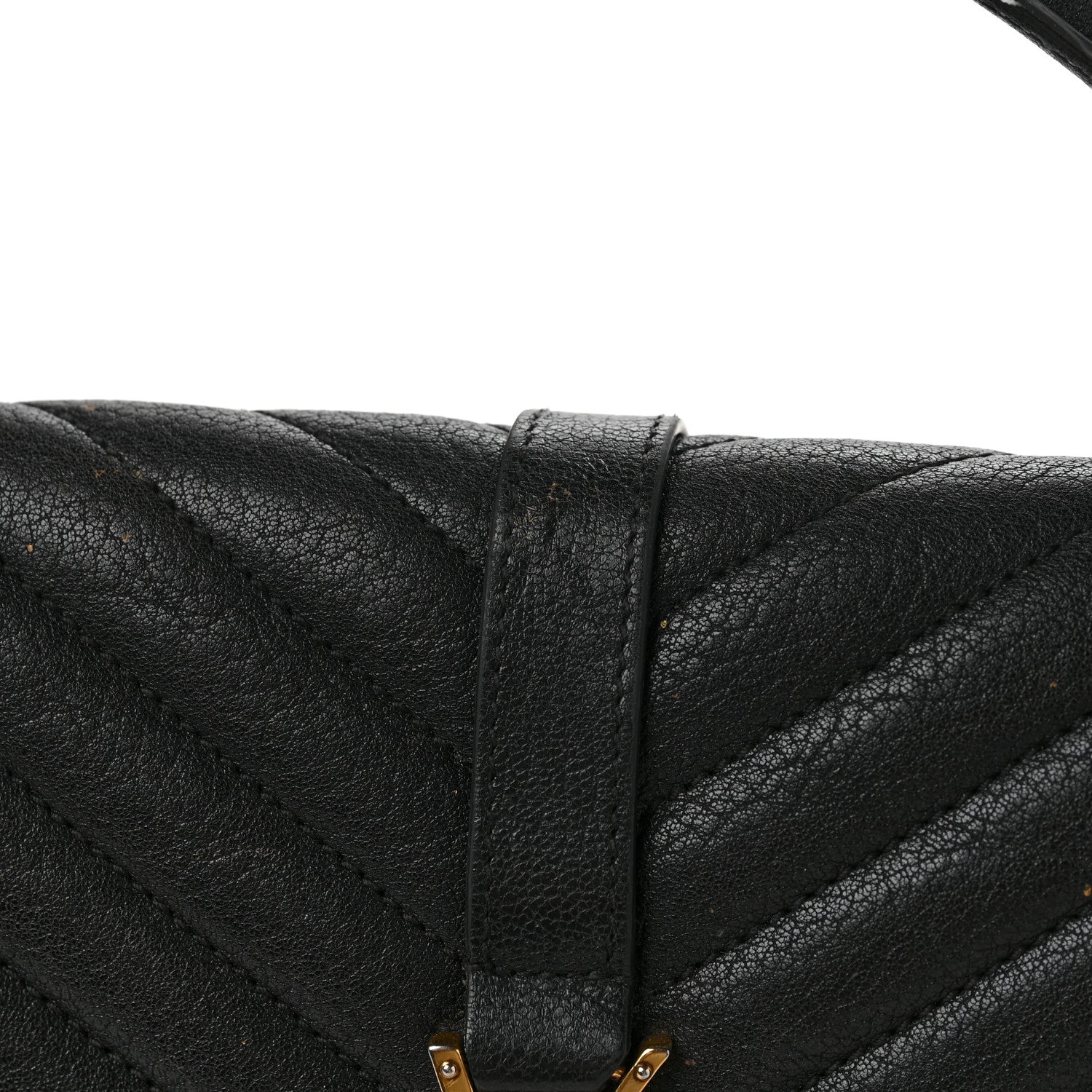 Saint Laurent Sheepskin Matelasse Chevron Monogram Medium College Bag Black 9 of 19