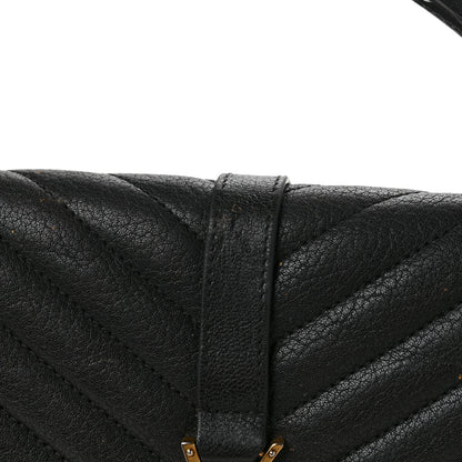 Saint Laurent Sheepskin Matelasse Chevron Monogram Medium College Bag Black 9 of 19