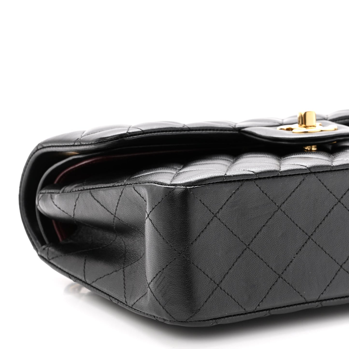 Lambskin Quilted Small Double Flap Black