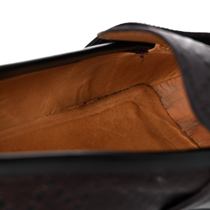 Gucci Diamante Calfskin Mens Driver Loafers 9 Brown 10 of 12