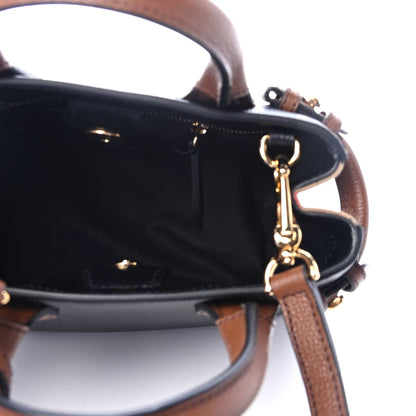 Burberry Derby Calfskin House Check Baby Banner Tote Black Tan 4 of 4
