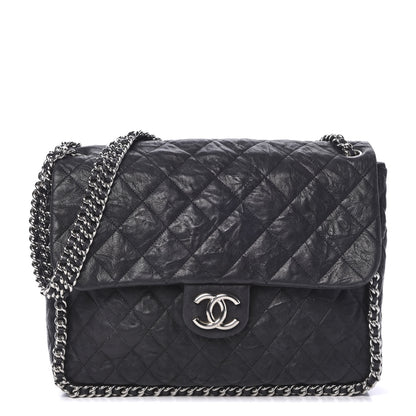 Chanel Washed Lambskin Quilted Maxi Chain Around Flap Black 1 of 11