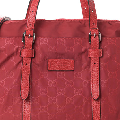 Gucci Nylon Monogram Dollar Calfskin Tote Vibrant Red 7 of 9
