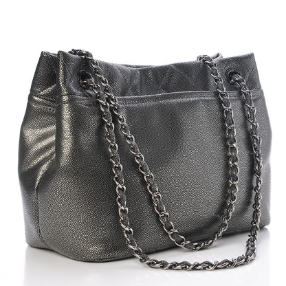 Chanel Metallic Caviar Quilted CC Timeless Tote Dark Silver 3 of 7