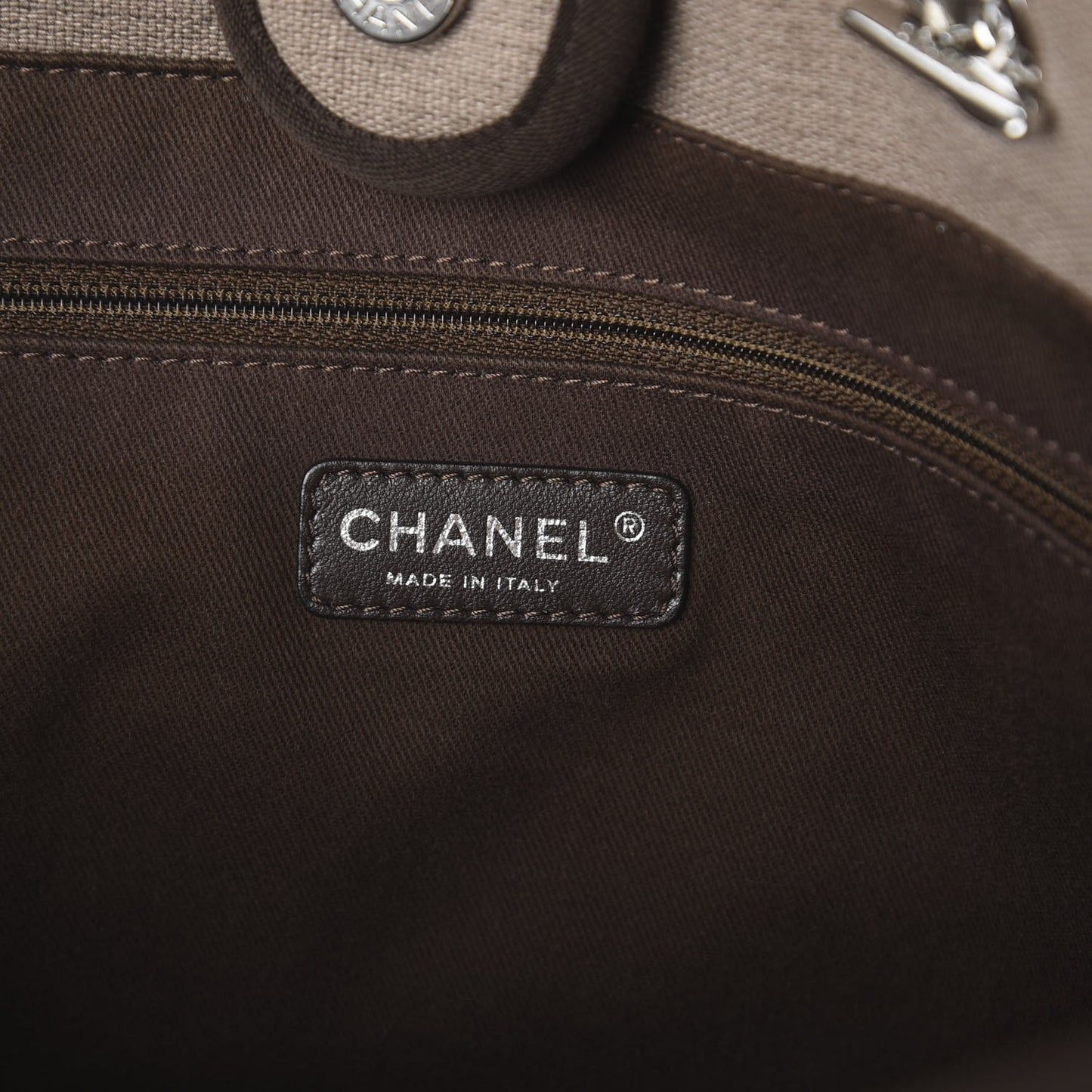 Canvas Small Deauville Tote Beige Brown