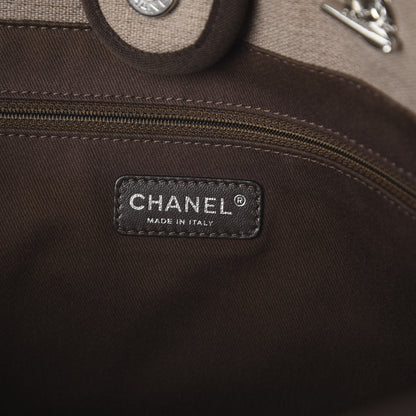 Chanel Canvas Small Deauville Tote Beige Brown 7 of 9