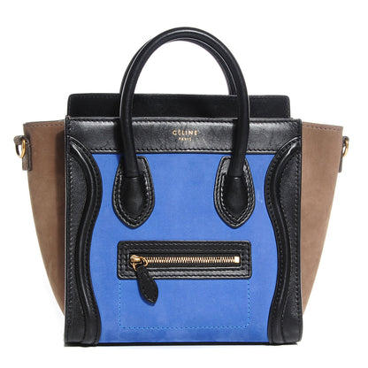 Celine Nubuck Smooth Calfskin Nano Tri-Color Luggage Cobalt 1 of 8