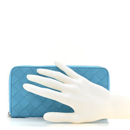 Bottega Veneta Nappa Intrecciato Zip Around Wallet Sky Blue 2 of 13