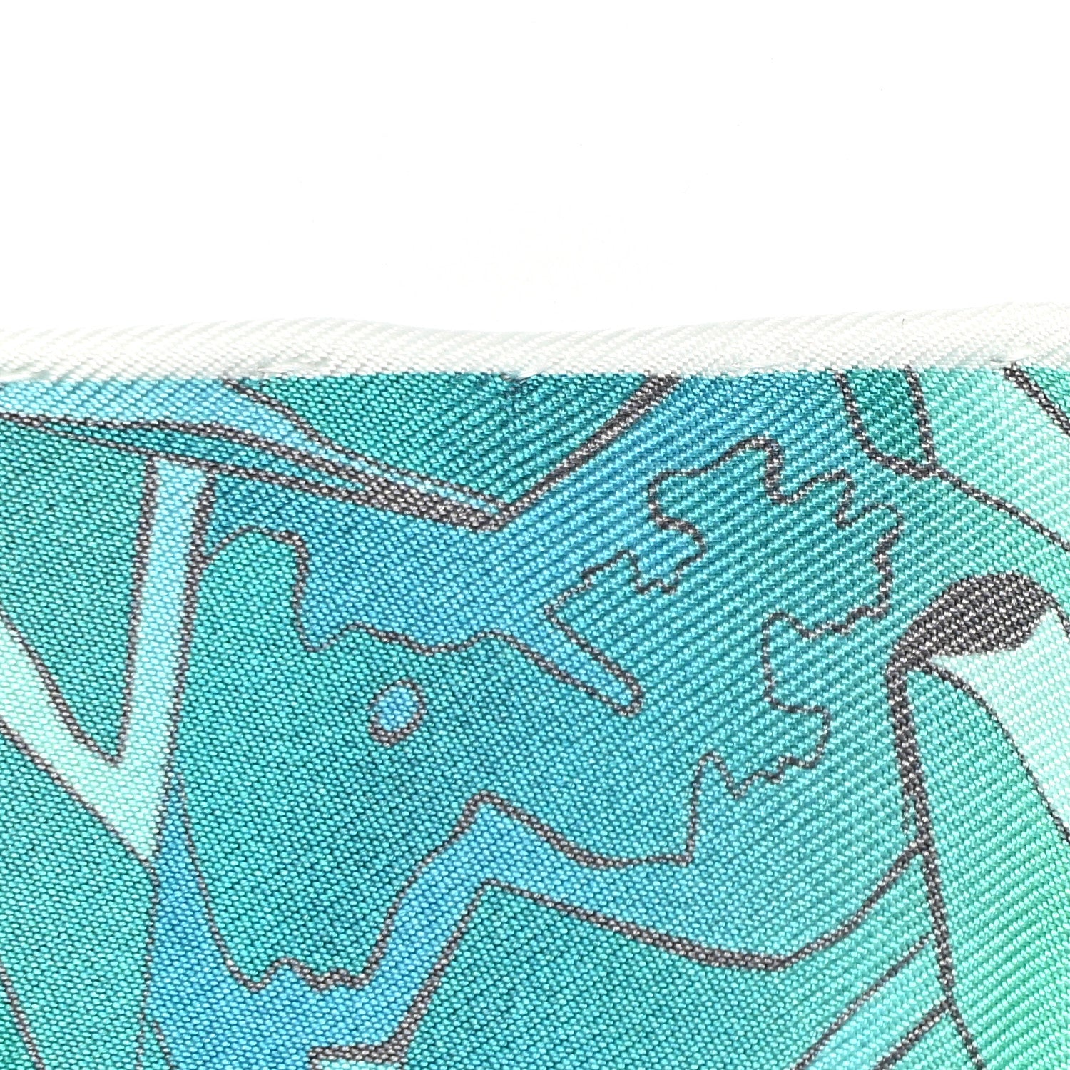 Hermes Silk Twill La Vallee De Cristal Scarf 90 Vert Vif Rose Bleu 6 of 7