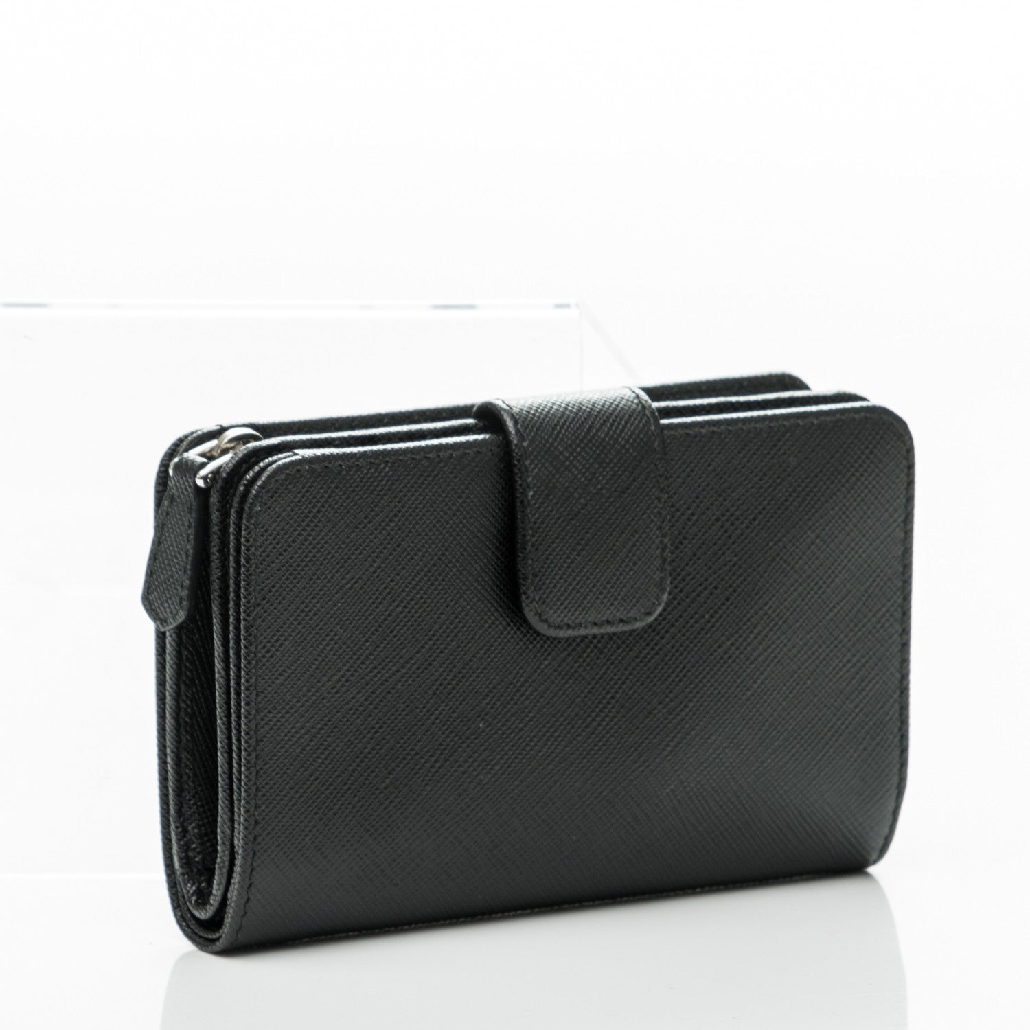 Prada Saffiano Compact Wallet Nero Black 3 of 7