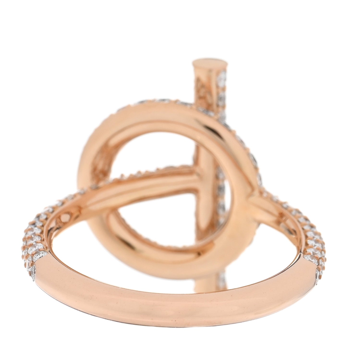 18K Rose Gold Diamond PM Echappee Full Pave Ring 52 6