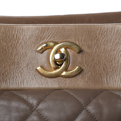 Chanel Calfskin Quilted Large Soft Elegance Tote Brown 15 of 16