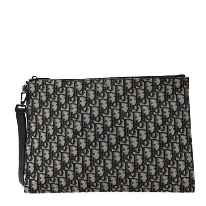 Christian Dior Oblique A4 Flat Pouch Clutch Blue 1 of 8