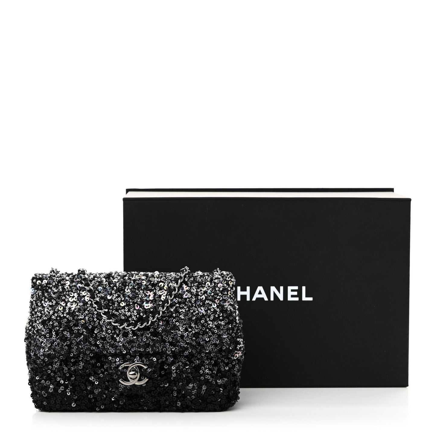 Shaded Sequins Mini Flap Black