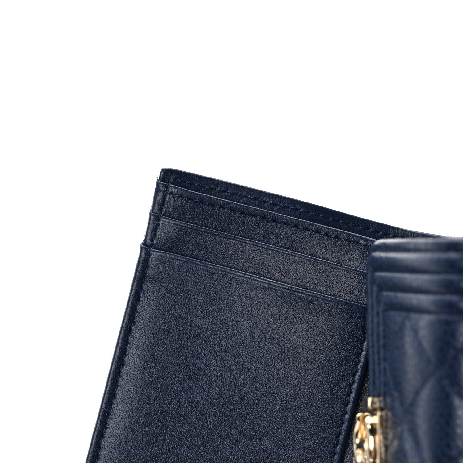 Chanel Caviar Quilted Compact Boy Wallet Blue 6 of 7