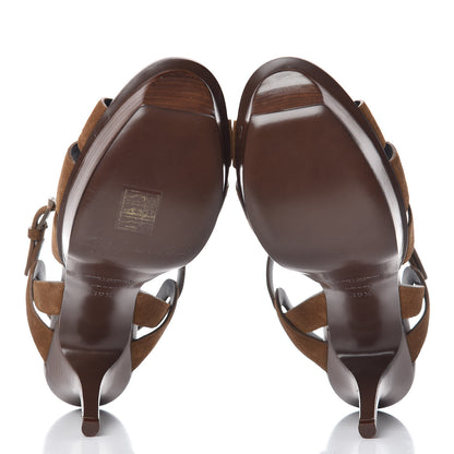 Saint Laurent Suede Tribute 75 Platform Sandals 39.5 Land 16 of 18
